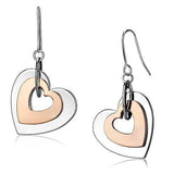 LO2675 - Rose Gold + Rhodium Iron Earrings with No Stone - Alamode - Flyclothing LLC