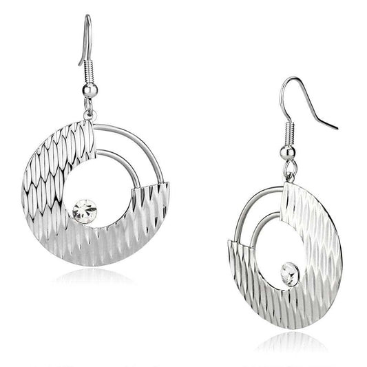 LO2677 - Rhodium Iron Earrings with Top Grade Crystal in Clear - Alamode - Flyclothing LLC