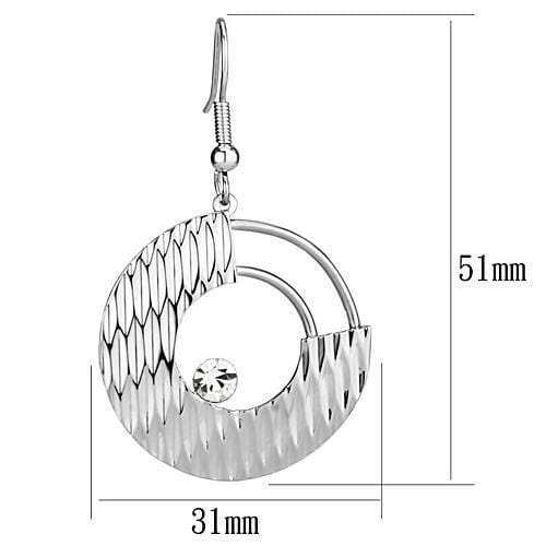 LO2677 - Rhodium Iron Earrings with Top Grade Crystal in Clear - Alamode - Flyclothing LLC