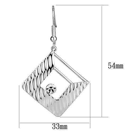 LO2678 - Rhodium Iron Earrings with Top Grade Crystal in Clear - Alamode - Flyclothing LLC