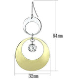 LO2691 - Gold+Rhodium Iron Earrings with AAA Grade CZ in Clear - Alamode - Flyclothing LLC