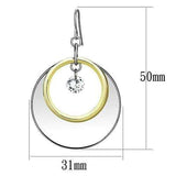 LO2692 - Reverse Two-Tone Iron Earrings with AAA Grade CZ in Clear - Alamode - Flyclothing LLC