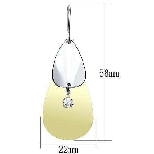 LO2696 - Gold+Rhodium Iron Earrings with Top Grade Crystal in Clear - Alamode - Flyclothing LLC