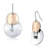 LO2697 - Rose Gold + Rhodium Iron Earrings with Top Grade Crystal in Clear - Alamode - Flyclothing LLC
