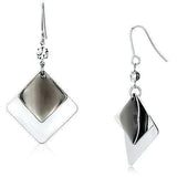 LO2698 - Rhodium Iron Earrings with Top Grade Crystal in Clear - Alamode - Flyclothing LLC