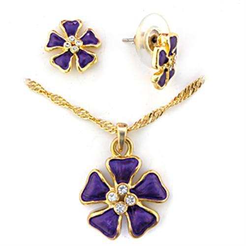 LO269 - Gold White Metal Jewelry Sets with Top Grade Crystal in Clear - Alamode - Flyclothing LLC