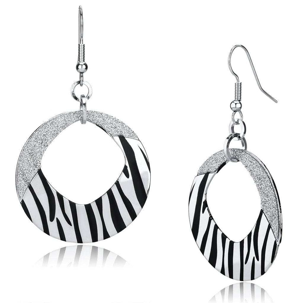 LO2702 - Rhodium Iron Earrings with Epoxy in Jet - Alamode - Flyclothing LLC