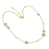 LO2703 - Gold Brass Necklace with Synthetic Synthetic Glass in Emerald - Alamode - Flyclothing LLC