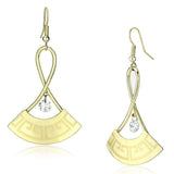 LO2707 - Gold Iron Earrings with AAA Grade CZ in Clear - Alamode - Flyclothing LLC