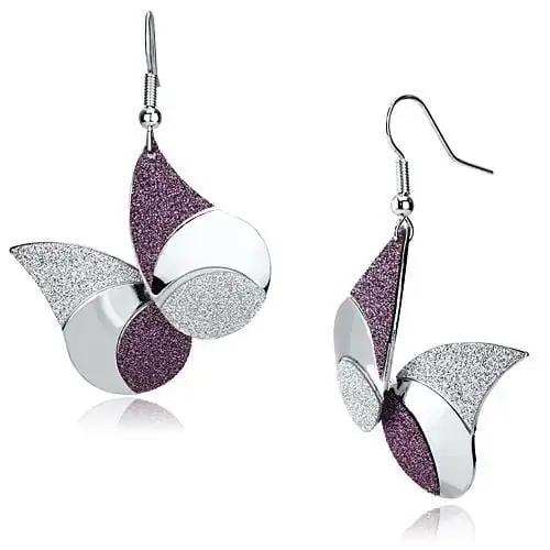 LO2708 - Rhodium Iron Earrings with No Stone - Alamode - Flyclothing LLC