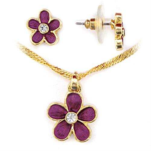 LO270 - Gold White Metal Jewelry Sets with Top Grade Crystal in Clear - Alamode - Flyclothing LLC