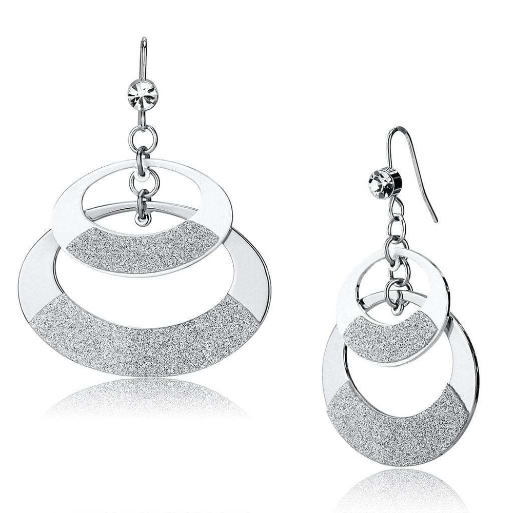 LO2714 - Matte Rhodium & Rhodium Iron Earrings with Top Grade Crystal in Clear - Alamode - Flyclothing LLC