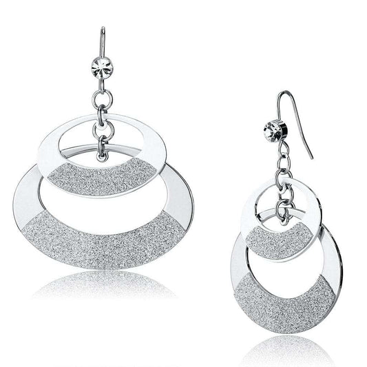 LO2714 - Matte Rhodium & Rhodium Iron Earrings with Top Grade Crystal in Clear - Alamode - Flyclothing LLC