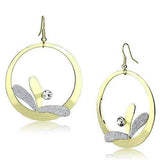 LO2715 - Gold Iron Earrings with Top Grade Crystal in Clear - Alamode - Flyclothing LLC