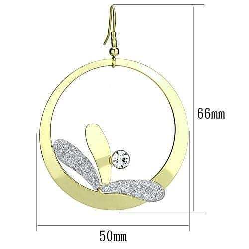 LO2715 - Gold Iron Earrings with Top Grade Crystal in Clear - Alamode - Flyclothing LLC