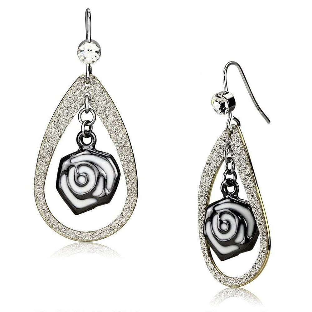 LO2717 - Special Color Iron Earrings with Top Grade Crystal in Clear - Alamode - Flyclothing LLC