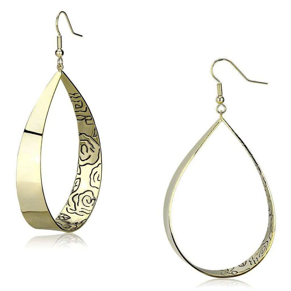 LO2721 - Gold Iron Earrings with No Stone - Alamode - Flyclothing LLC