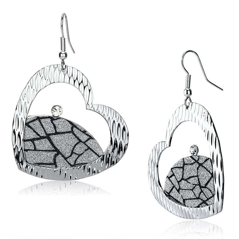 LO2724 - Rhodium Iron Earrings with Top Grade Crystal in Clear - Alamode - Flyclothing LLC