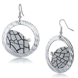 LO2725 - Rhodium Iron Earrings with Top Grade Crystal in Clear - Alamode - Flyclothing LLC