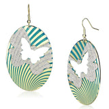 LO2726 - Gold Iron Earrings with Epoxy in Capri Blue - Alamode - Flyclothing LLC