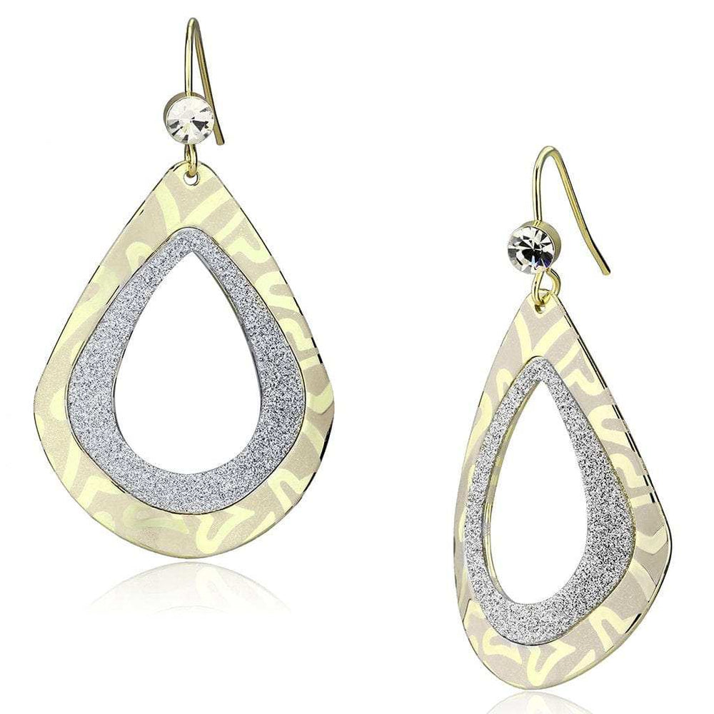 LO2729 - Gold Iron Earrings with Top Grade Crystal in Clear - Alamode - Flyclothing LLC