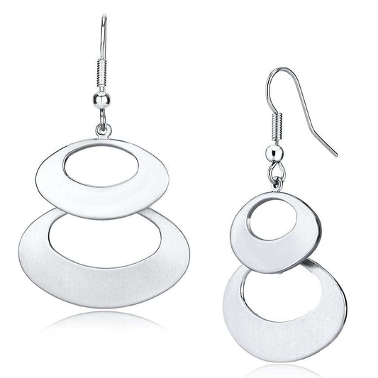 LO2736 - Matte Rhodium & Rhodium Iron Earrings with No Stone - Alamode - Flyclothing LLC