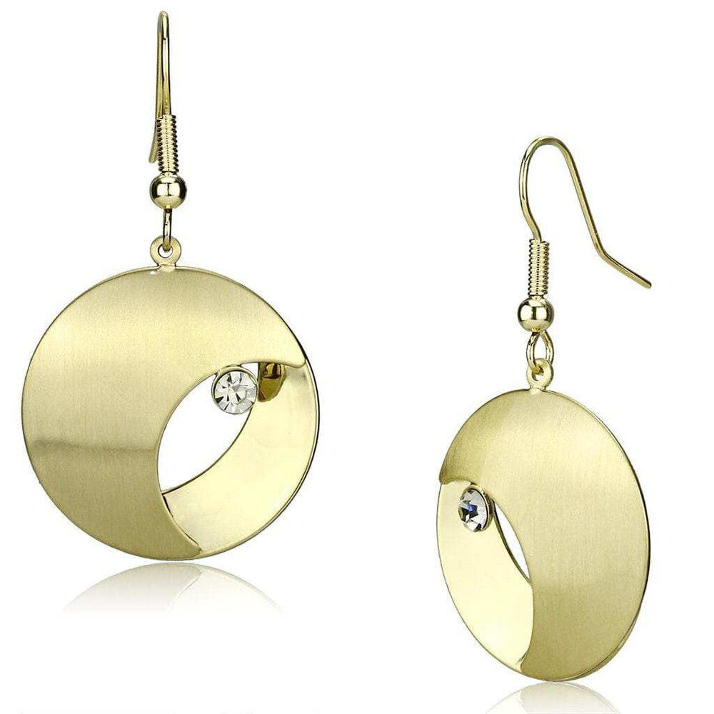 LO2738 - Matte Gold & Gold Iron Earrings with Top Grade Crystal in Clear - Alamode - Flyclothing LLC