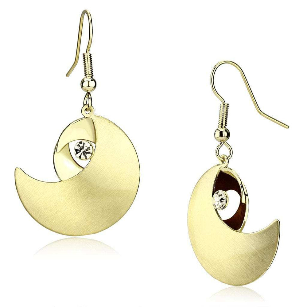 LO2739 - Matte Gold & Gold Iron Earrings with Top Grade Crystal in Clear - Alamode - Flyclothing LLC