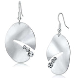 LO2743 - Matte Rhodium & Rhodium Iron Earrings with Top Grade Crystal in Clear - Alamode - Flyclothing LLC