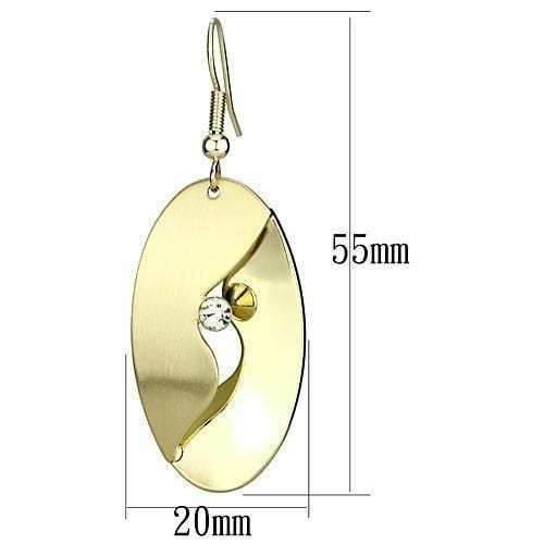 LO2744 - Matte Gold & Gold Iron Earrings with Top Grade Crystal in Clear - Alamode - Flyclothing LLC