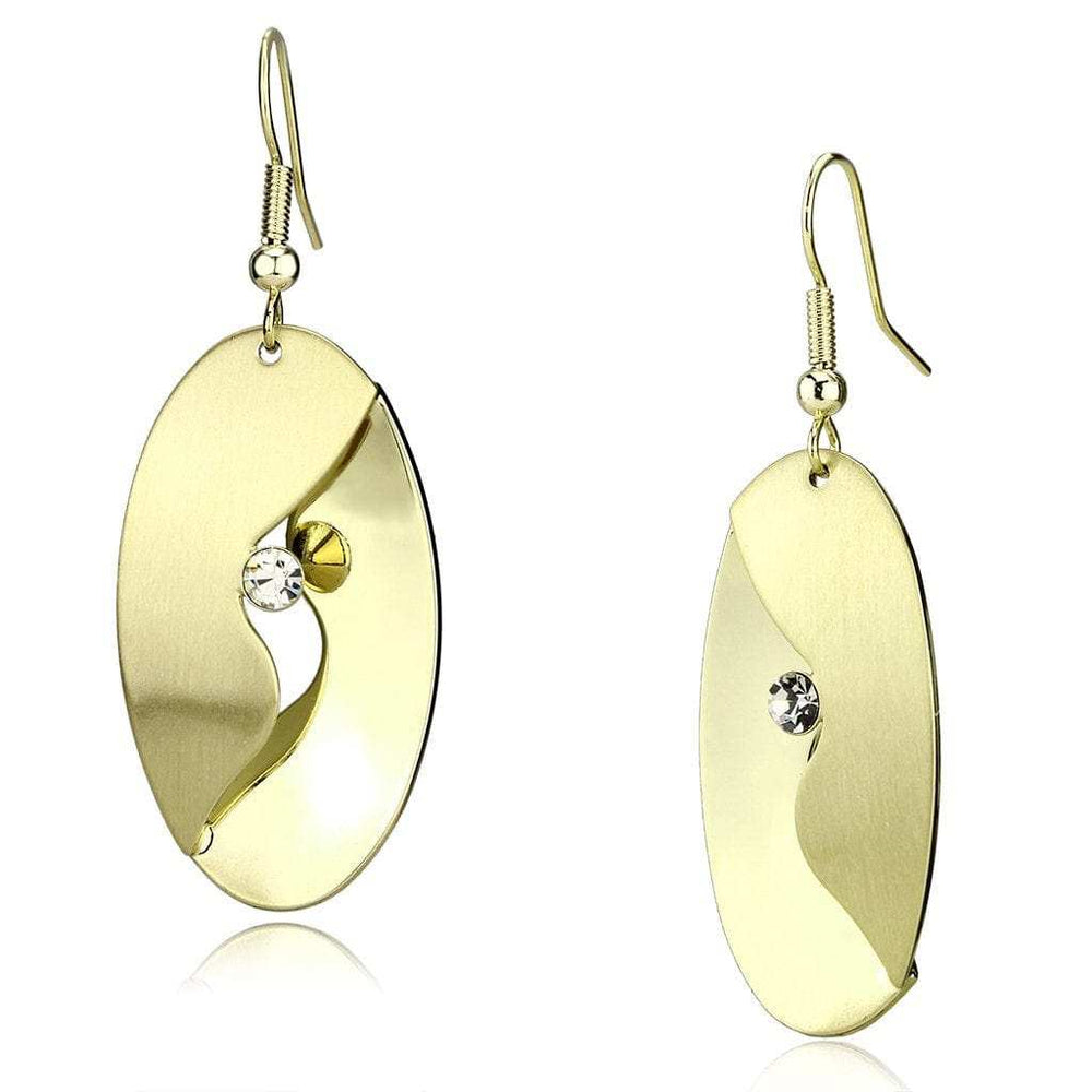 LO2744 - Matte Gold & Gold Iron Earrings with Top Grade Crystal in Clear - Alamode - Flyclothing LLC