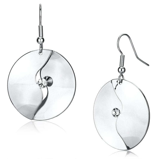 LO2745 - Rhodium Iron Earrings with Top Grade Crystal in Clear - Alamode - Flyclothing LLC