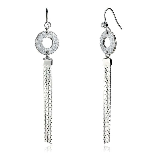 LO2749 - Rhodium Iron Earrings with Top Grade Crystal in Clear - Alamode - Flyclothing LLC