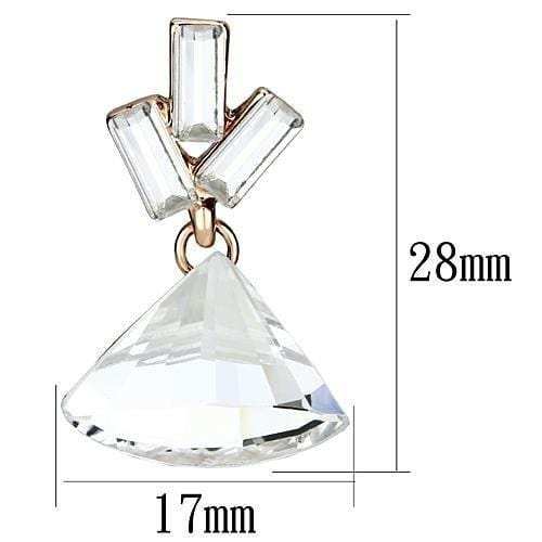 LO2751 - Rose Gold Iron Earrings with Top Grade Crystal in Clear - Alamode - Flyclothing LLC