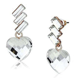 LO2756 - Rose Gold Iron Earrings with Top Grade Crystal in Clear - Alamode - Flyclothing LLC