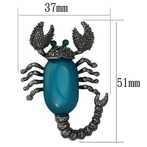 LO2763 - Ruthenium White Metal Brooches with Synthetic Synthetic Stone in Capri Blue - Alamode - Flyclothing LLC