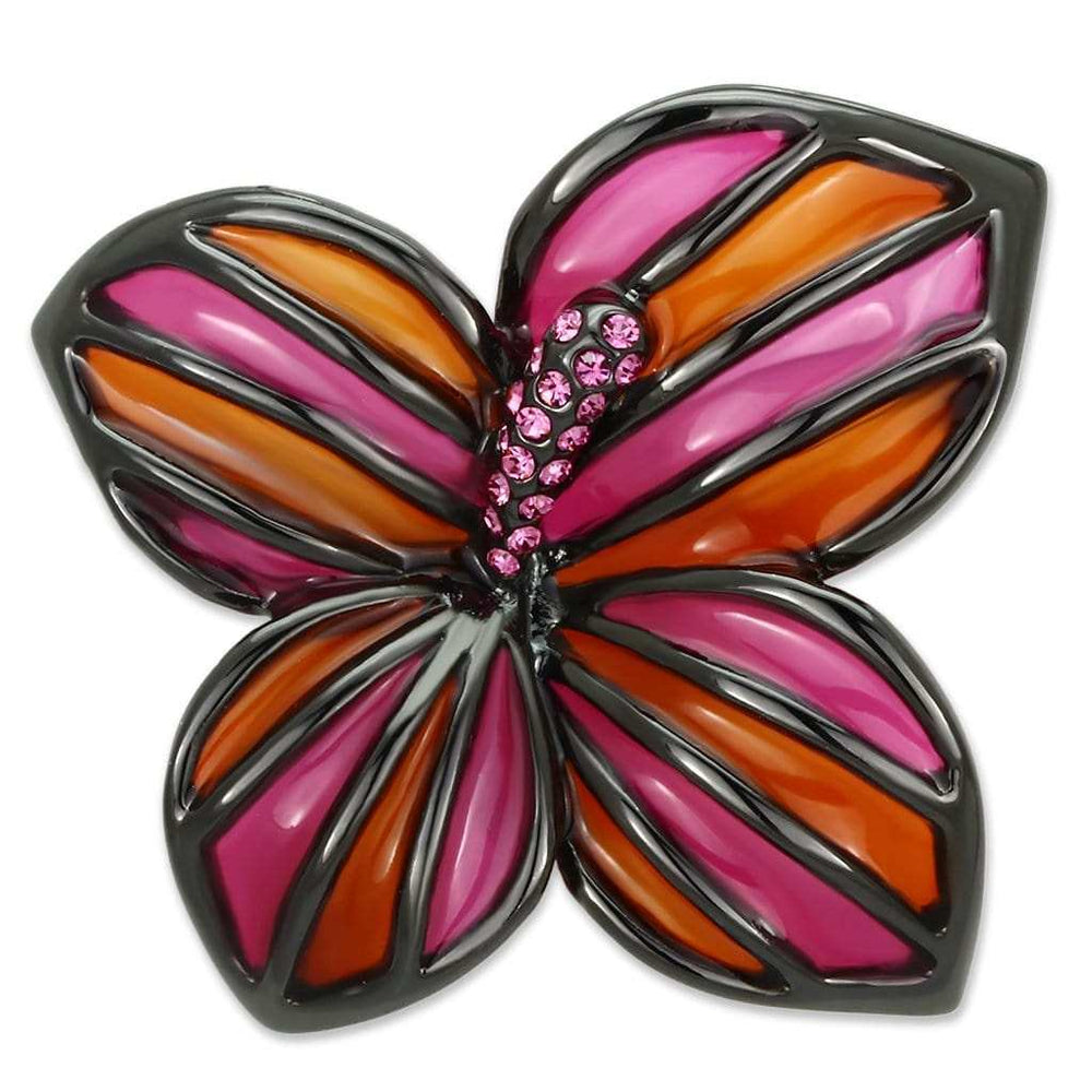 LO2766 - Ruthenium White Metal Brooches with Top Grade Crystal in Rose - Alamode - Flyclothing LLC