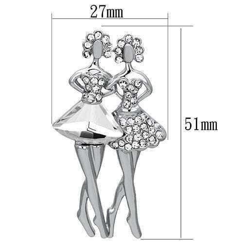 LO2775 - Imitation Rhodium White Metal Brooches with Synthetic Synthetic Glass in Clear - Alamode - Flyclothing LLC