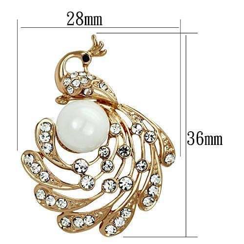 LO2778 - Flash Rose Gold White Metal Brooches with Synthetic Pearl in White - Alamode - Flyclothing LLC