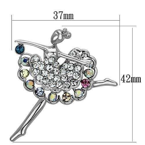 LO2781 - Imitation Rhodium White Metal Brooches with Top Grade Crystal in Multi Color - Alamode - Flyclothing LLC