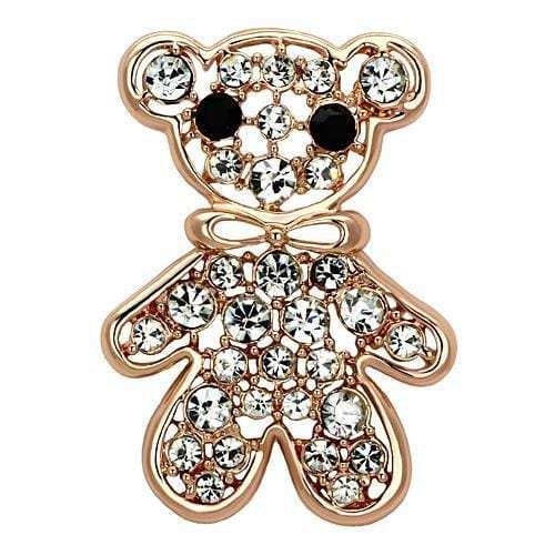 LO2792 - Flash Rose Gold White Metal Brooches with Top Grade Crystal in Clear - Alamode - Flyclothing LLC