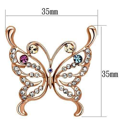 LO2794 - Flash Rose Gold White Metal Brooches with Top Grade Crystal in Multi Color - Alamode - Flyclothing LLC