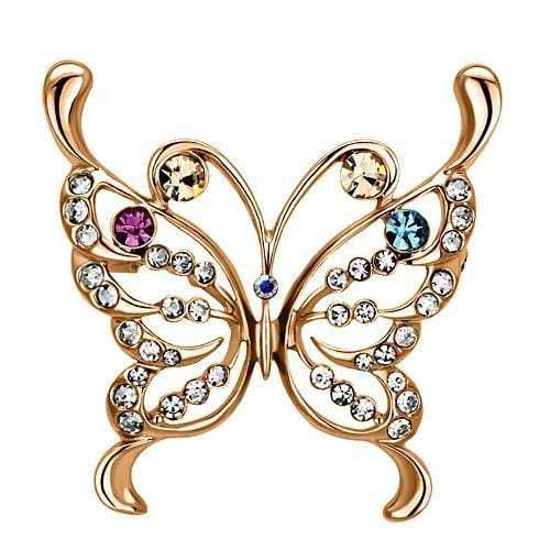 LO2794 - Flash Rose Gold White Metal Brooches with Top Grade Crystal in Multi Color - Alamode - Flyclothing LLC