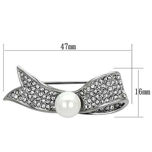 LO2799 - Imitation Rhodium White Metal Brooches with Synthetic Pearl in White - Alamode - Flyclothing LLC