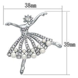 LO2801 - Imitation Rhodium White Metal Brooches with Synthetic Pearl in White - Alamode - Flyclothing LLC