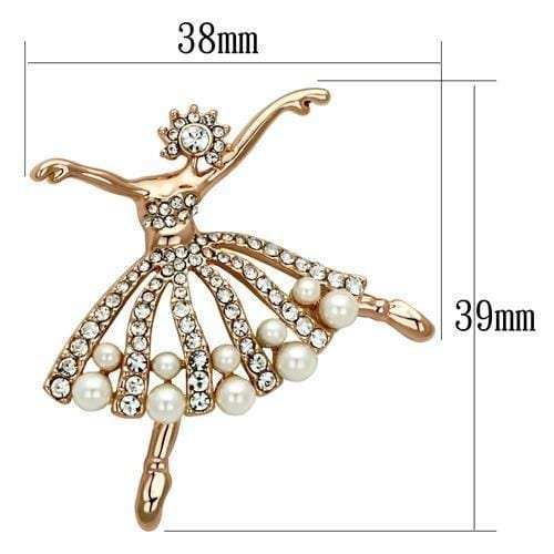 LO2802 - Flash Rose Gold White Metal Brooches with Synthetic Pearl in White - Alamode - Flyclothing LLC