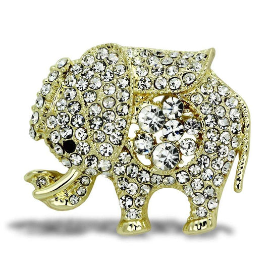 LO2804 - Flash Gold White Metal Brooches with Top Grade Crystal in Clear - Alamode - Flyclothing LLC