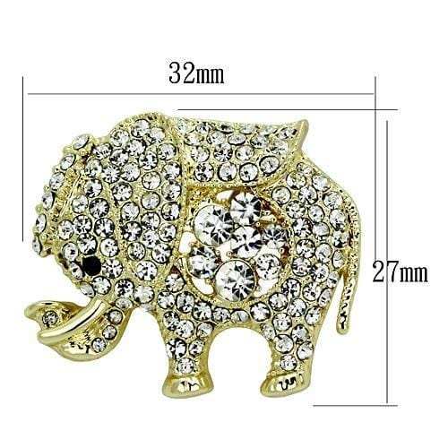 LO2804 - Flash Gold White Metal Brooches with Top Grade Crystal in Clear - Alamode - Flyclothing LLC