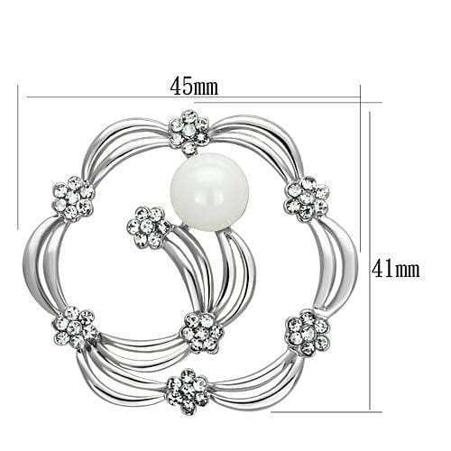 LO2809 - Imitation Rhodium White Metal Brooches with Synthetic Pearl in White - Alamode - Flyclothing LLC