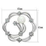LO2809 - Imitation Rhodium White Metal Brooches with Synthetic Pearl in White - Alamode - Flyclothing LLC
